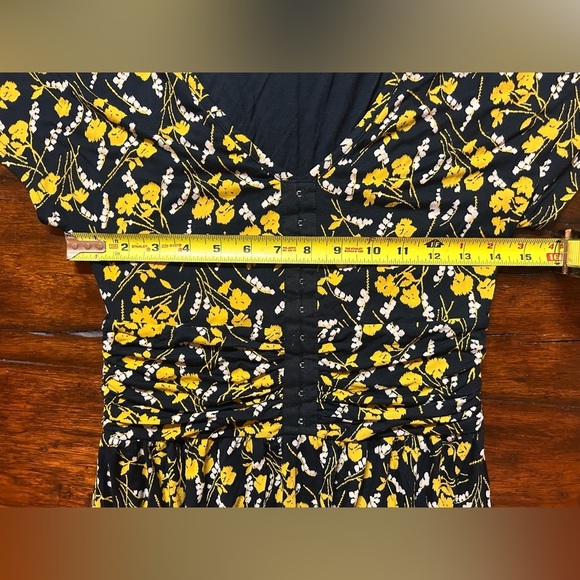Maeve Anthropologie Summer Breeze Black & Yellow Floral Dress Size S - Picture 5 of 6